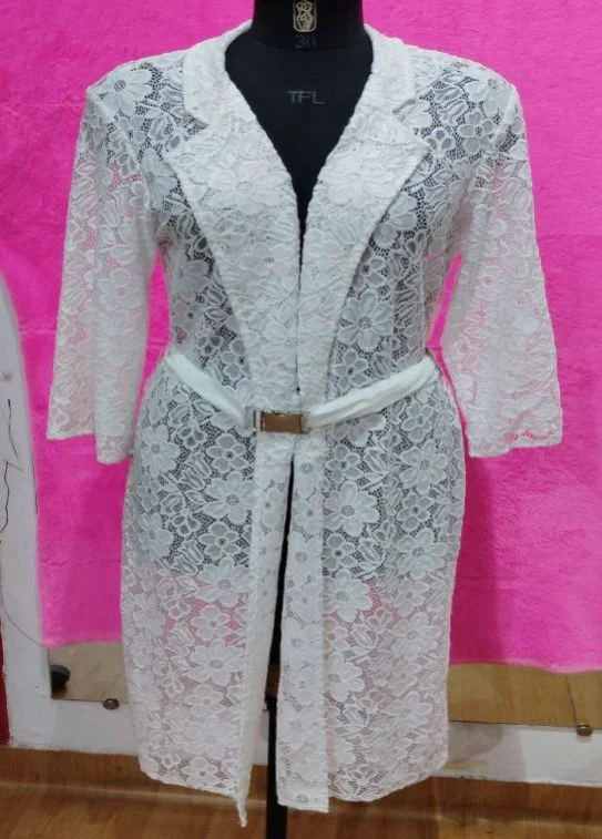 Western Maxi Dress With Jacket Waterfall Shrug