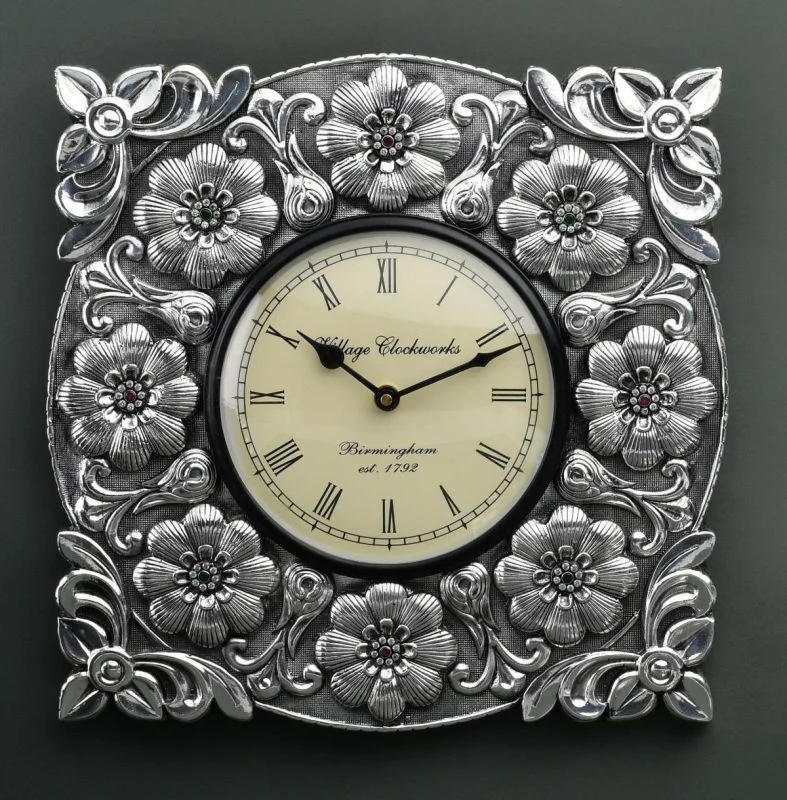 Handmade crystal diamond mirror wall clock