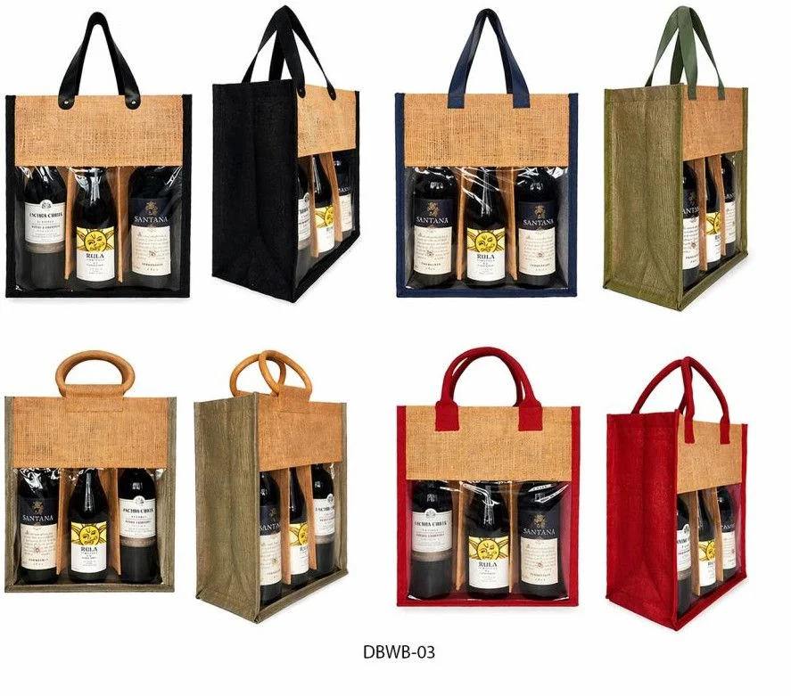 Jute Wine Bag 3 Bottle