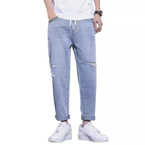 Men's Zip Fly Relaxed Fit Straight Elastic Men's Pants Skinny Men Jeans Pants