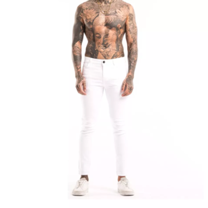 Hot Sale High Quality Light Weight Man Customized Design Printing Outdoor Wear Men Denim Pant In White Color