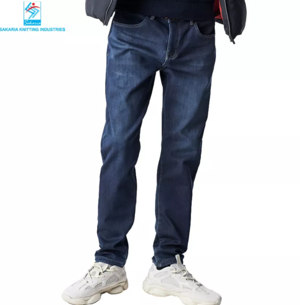 Men Jeans Pants Fleece Lined Stretch Skinny Jeans Winter Thicken Warm Denim Flat Front Pant Men's
