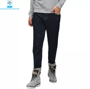 Fashion Spring Autumn Denim Stretchable Slim Straight Black Blue Ankle-Length Men Jeans Pants