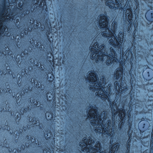 BLUE RENAISSANCE EMBROIDERED HALF SLEEVE BLOUSE