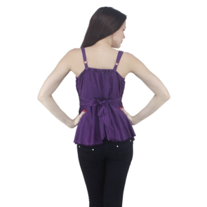 BOHO EMBROIDERED RAYON HALTER TOP PURPLE