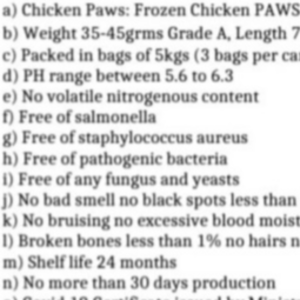 Chicken ( Feet, Njw, Paw)