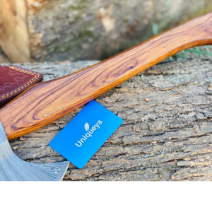 Damascus Steel Axe With Leather Sheath