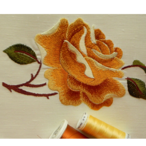 Hand block with sateen embroidery