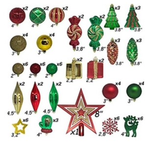 88 CT Shatterproof Christmas Ornament Set