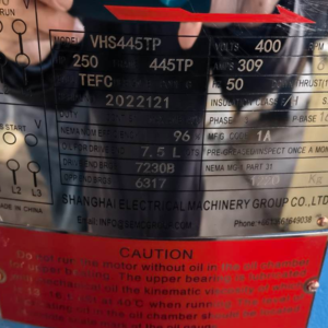 250HP vertical hollow shaft motor VHS445TP