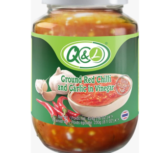 ground red chilli and garlic in vinegar