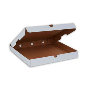 Pizza Boxes 28cm x 28cm x 3.5cm (11inc x 11inc x 1.4inc) White Cardboard Corrugated Kraft - Lock Corner