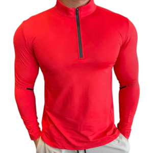 Men Long Sleeve Gym Fitness Zip up Compression Outdoor Shirt