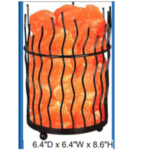 Natural Himalayan Salt Lamp, Tall Round Metal Basket lamp