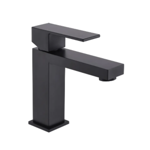 Modern Bath Faucet with Single Lever for Residential Use by TASORO -- Matte Black Finish Square Aesthetic Brass Construction