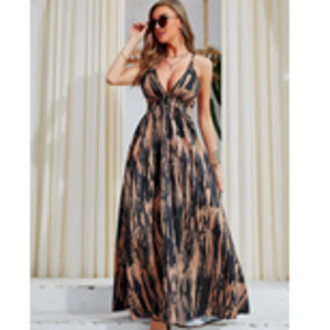 Women's maxi tie die print dress