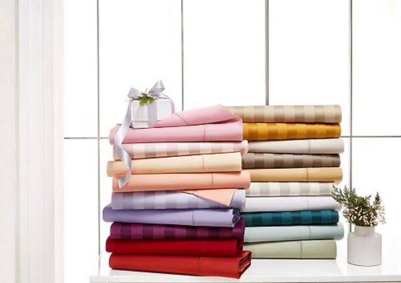 Four-Piece Satin Strip Bedding Set