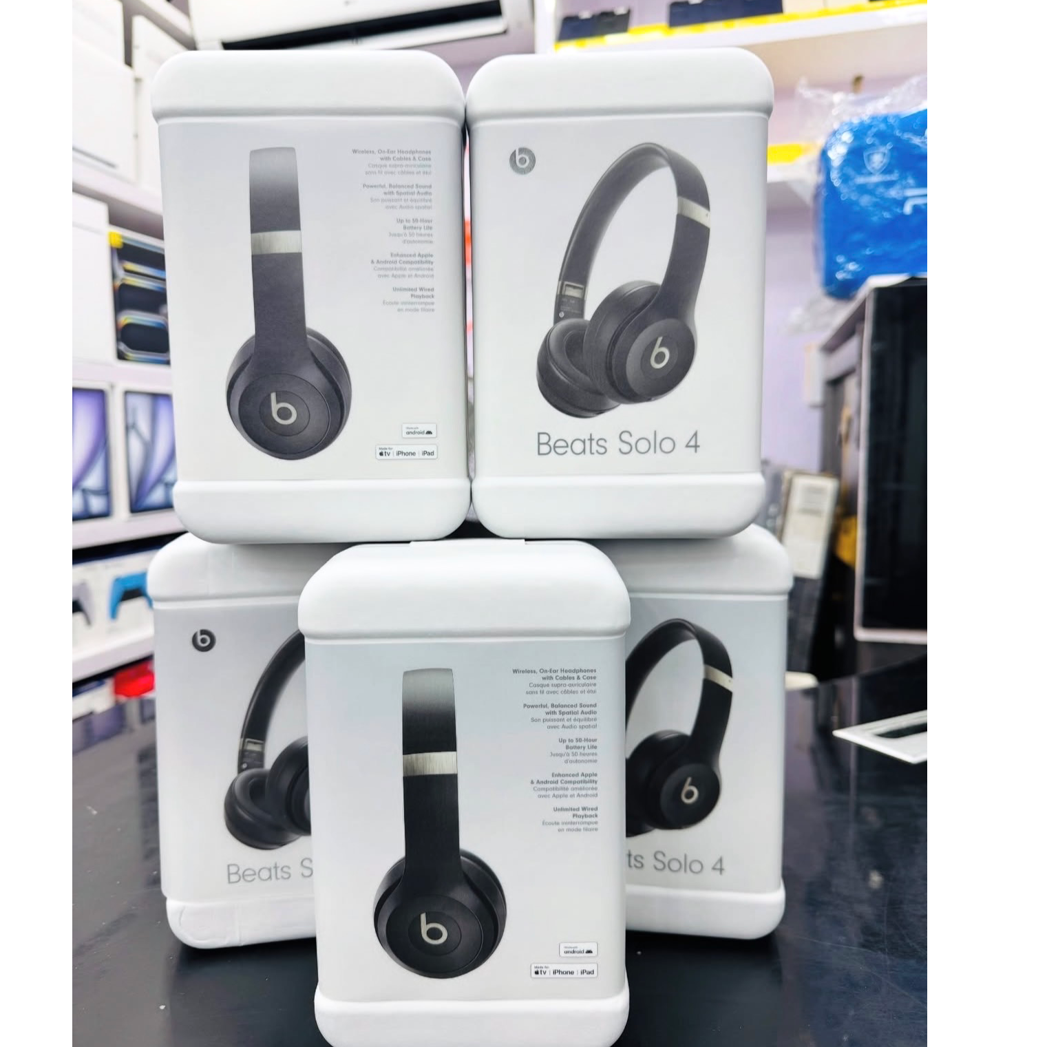 Beats Solo 4 - Wireless Bluetooth On-Ear Headphones, Apple & Android Compatible, Up to 50 Hours of Battery Life - Black & Gold