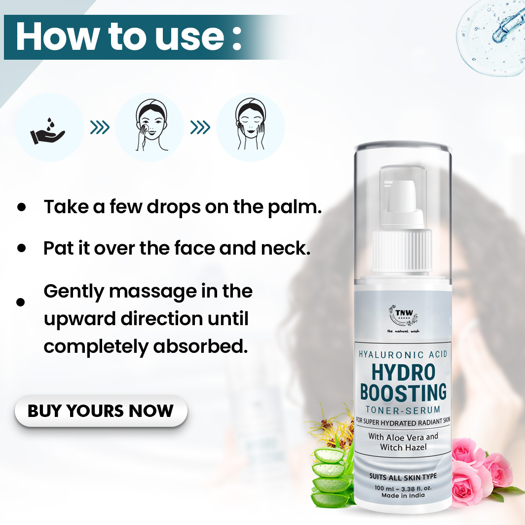 TNW – The Natural Wash Hyaluronic Acid Hydro Boosting Toner-Serum for Hydrating & Glowing Skin | Toner + Serum for Radiant Skin | Chemical-Free Skincare Product