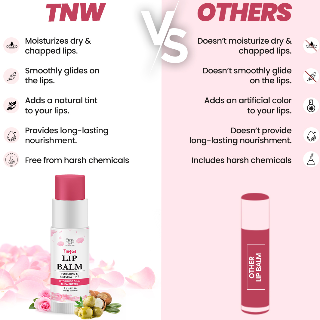 TNW – The Natural Wash Rose Tinted Lip Balm for Soft & Moisturized Lips | Lip Balm with Natural Pink Tint .