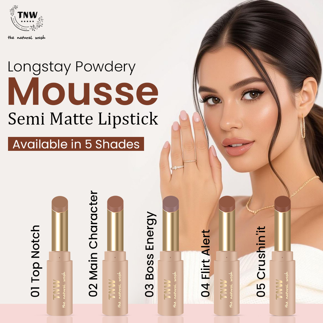 TNW - The Natural Wash Long Stay Powdery Mousse Semi Matte Bullet Lipstick | Nourishing | 4.2g