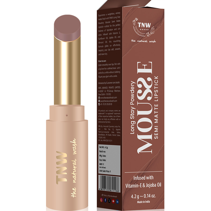 TNW - The Natural Wash Long Stay Powdery Mousse Semi Matte Bullet Lipstick | Nourishing | 4.2g