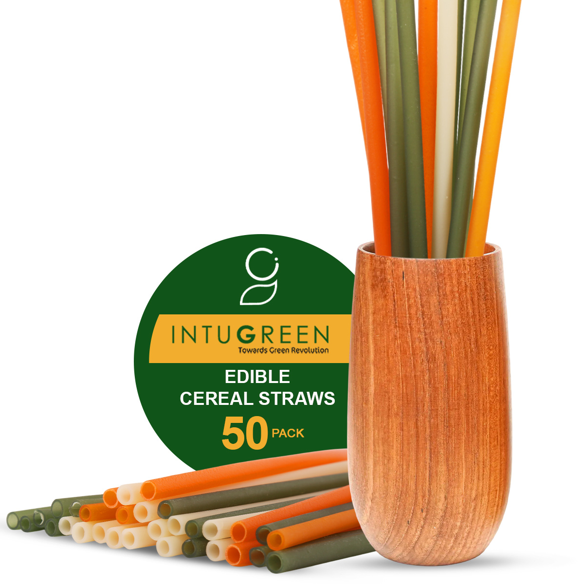 INTUGREEN® Edible Drinking Rice Straw – 100% Biodegradable, Eco-Friendly, and Safe Alternative to Plastic Straws and paper straws