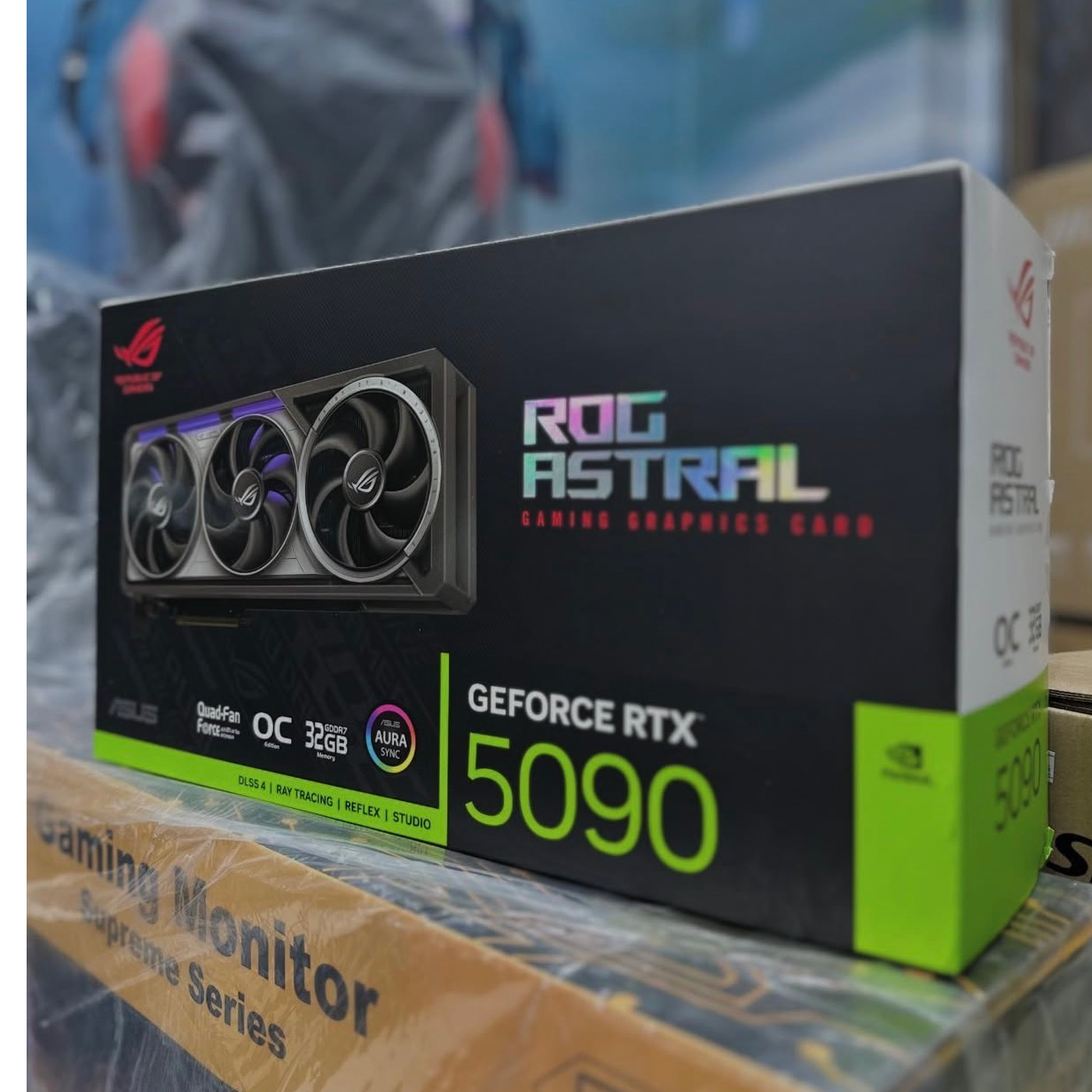 ASUS TUF RTX 5090 OC Graphics Card (PCIe 4.0, 24GB 384Bit GDRR6X, HDMI 2.1a, DP 1.4a, ARGB), w/Anti-Sag RGB Holder, Dino DP to HDMI Converter, SPS HDMI 2.1 Cable