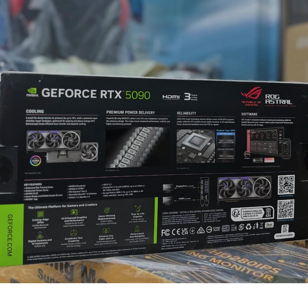 ASUS TUF RTX 5090 OC Graphics Card (PCIe 4.0, 24GB 384Bit GDRR6X, HDMI 2.1a, DP 1.4a, ARGB), w/Anti-Sag RGB Holder, Dino DP to HDMI Converter, SPS HDMI 2.1 Cable
