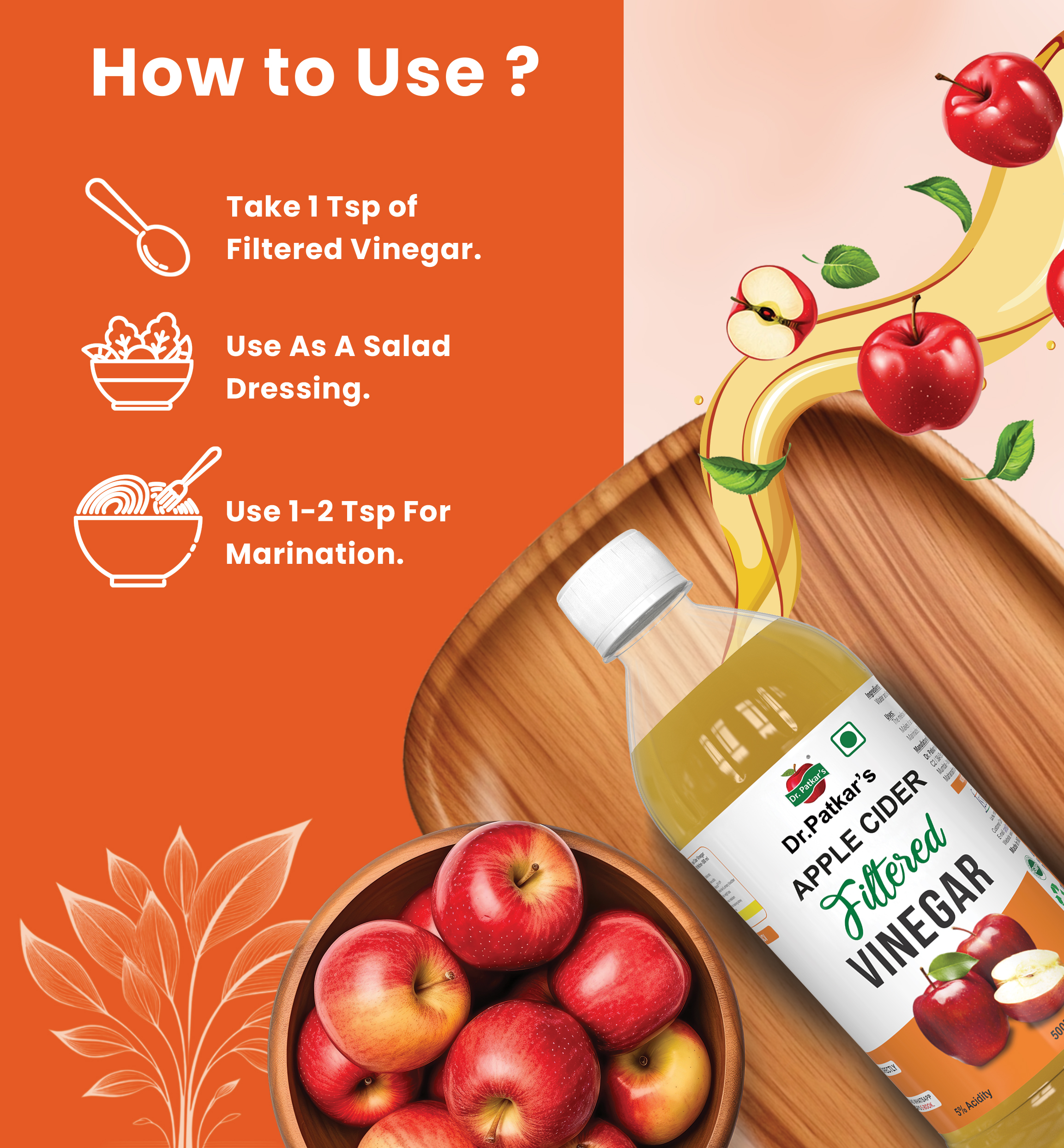 Apple Cider Vinegar Filtered Vinegar 500ML  (ACV Filtered Vinegar)