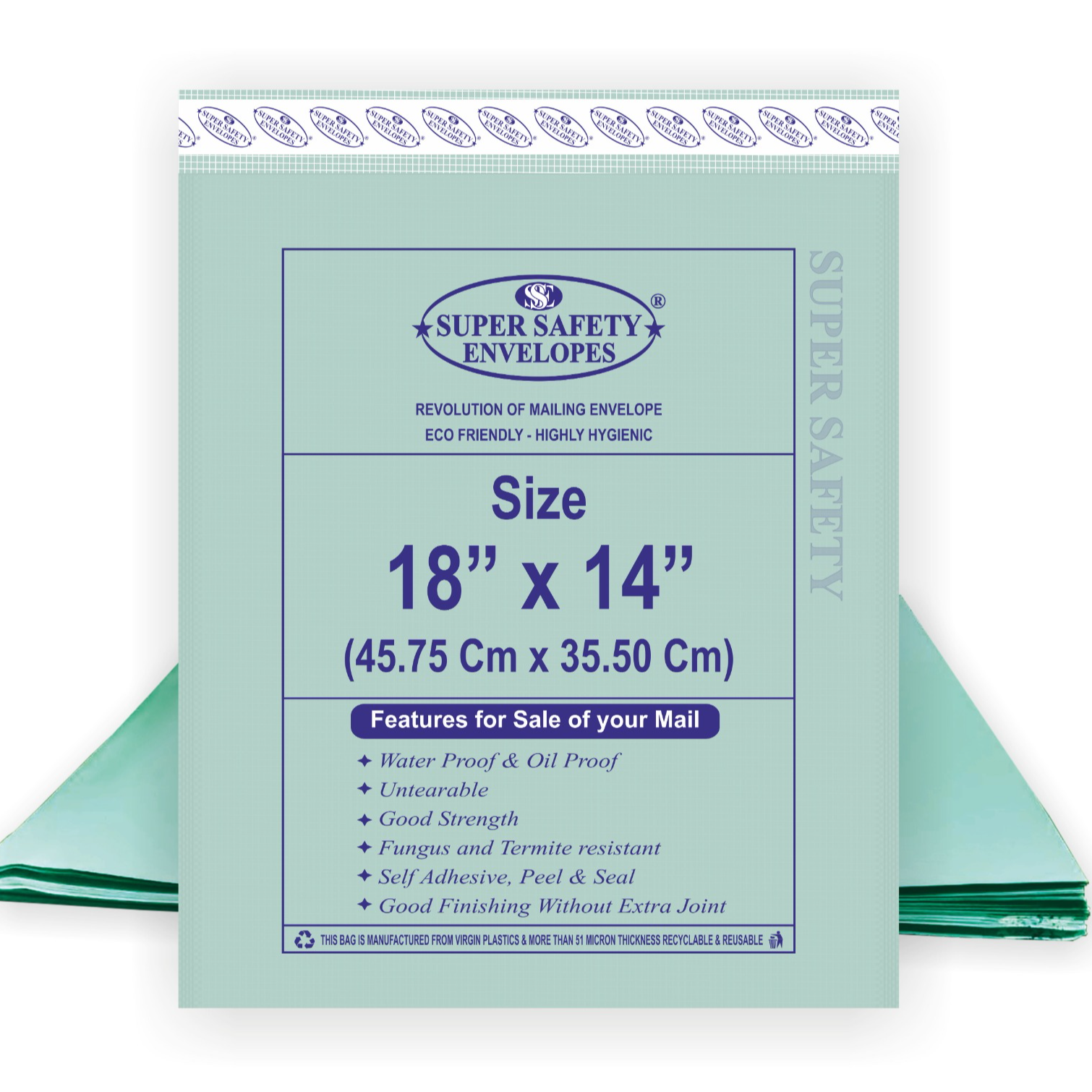 Super Safety 18 x 14 Inch Polynet Envelope | Plain Large Document Envelope | Open Flap | Pack of 25