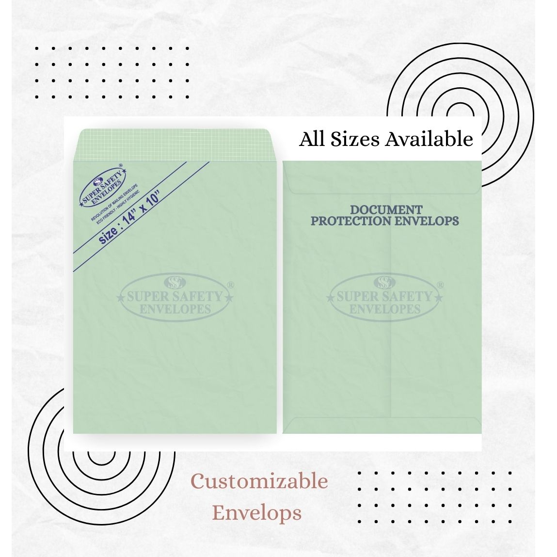14 × 10 Inch Cloth-Lined Envelopes for Office and Document Handling