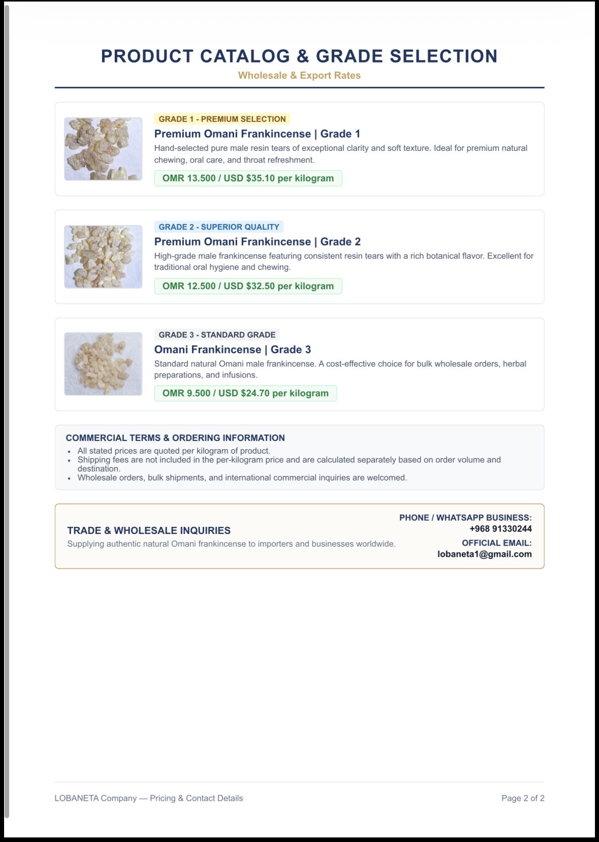 Premium Omani Frankincense – Wholesale