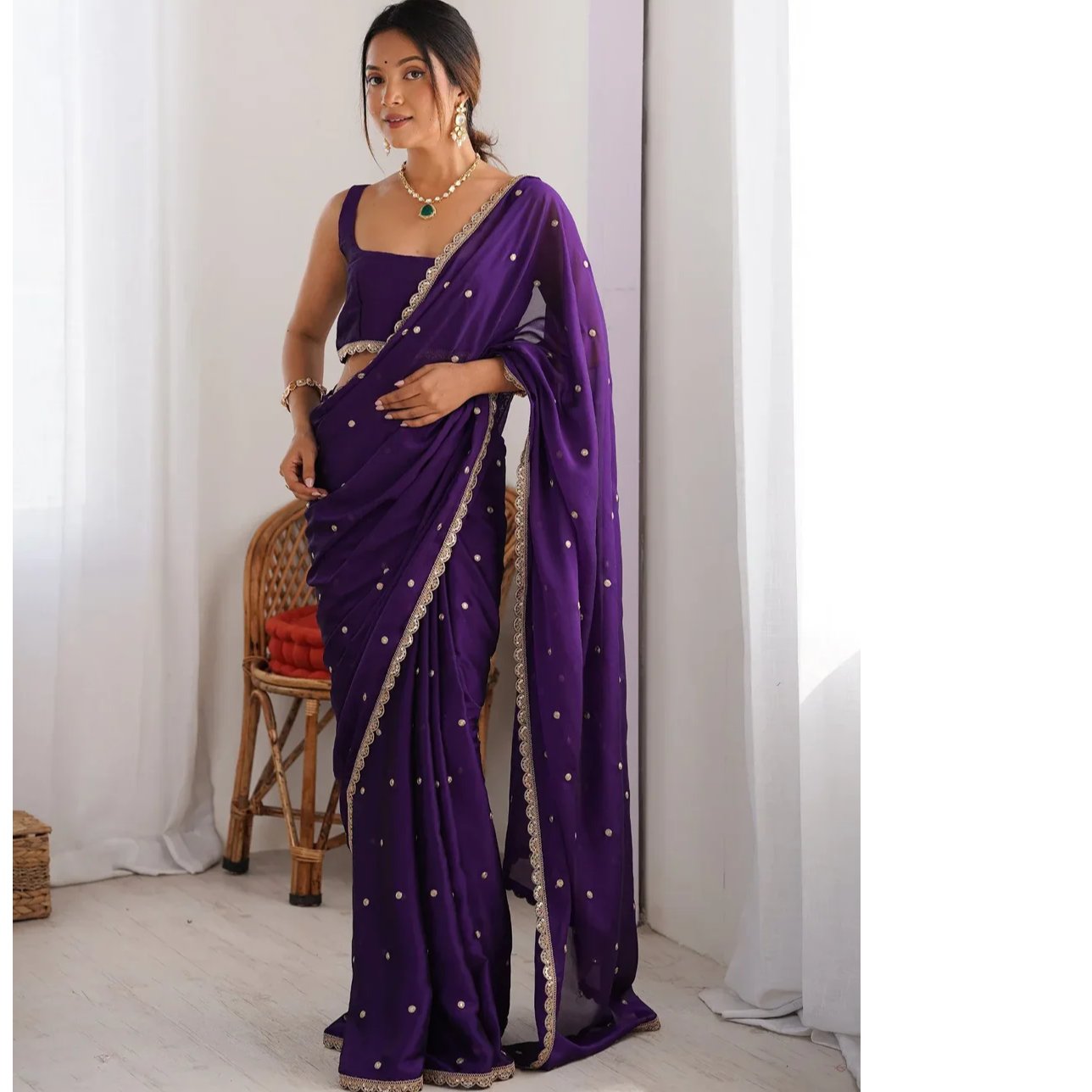 Purple Partywear Georgette Saree