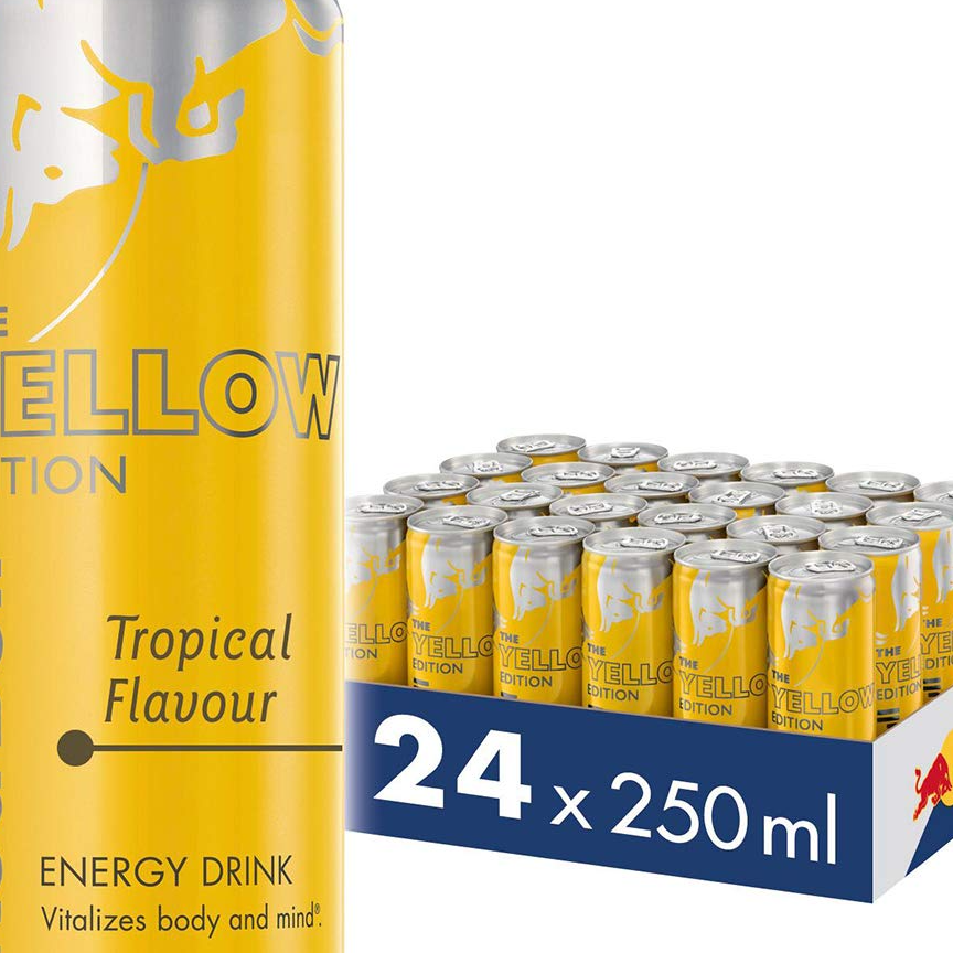 Red Bull Yellow Edition-Tropical Fruit Flavor (250 Ml)-Pack Of 24,Vegetarian