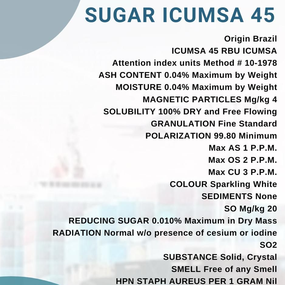 Icumsa 45, white, Sugar