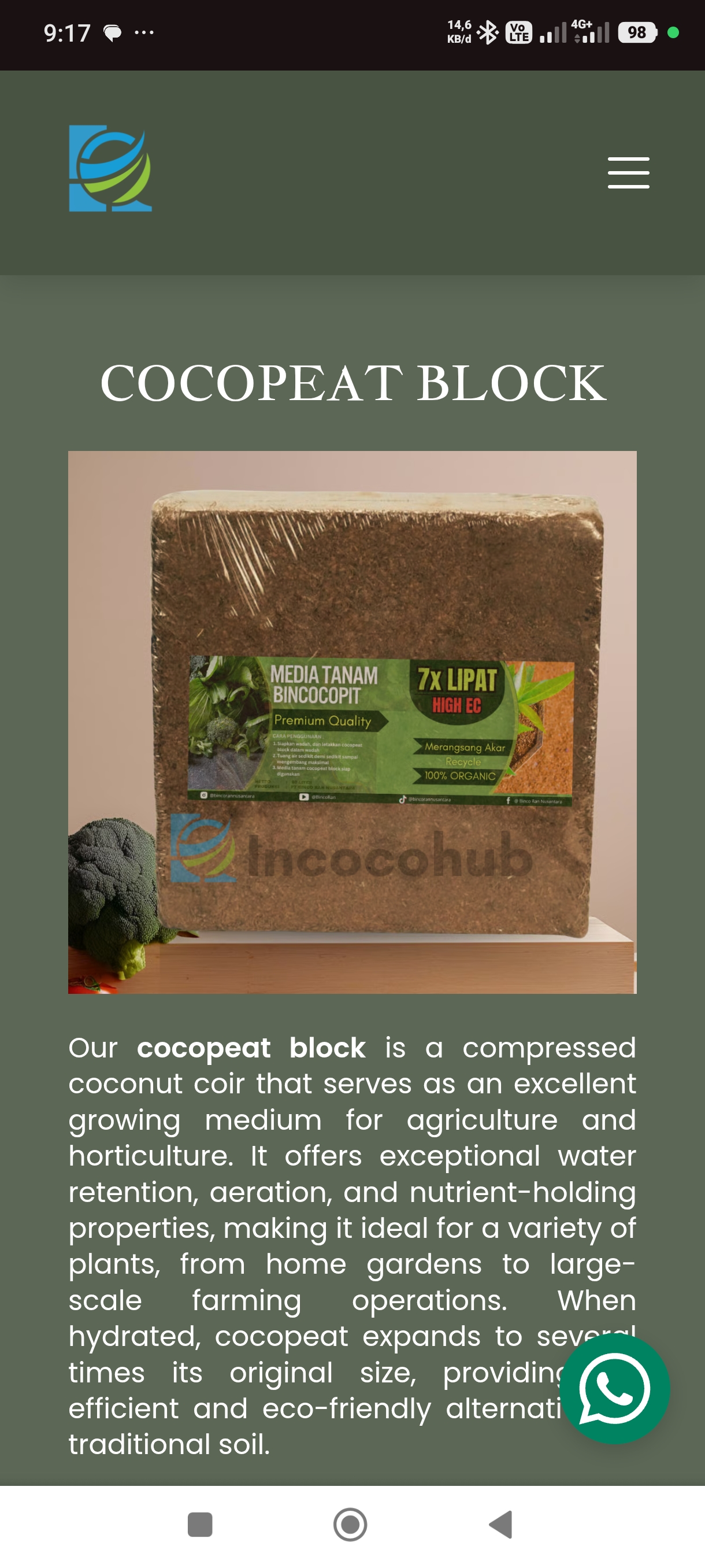Cocopeat block